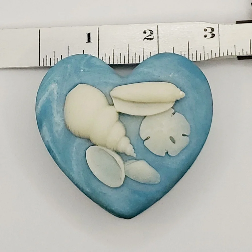 Vintage Heart-Shaped Trinket Box with Sea Shells on Lid